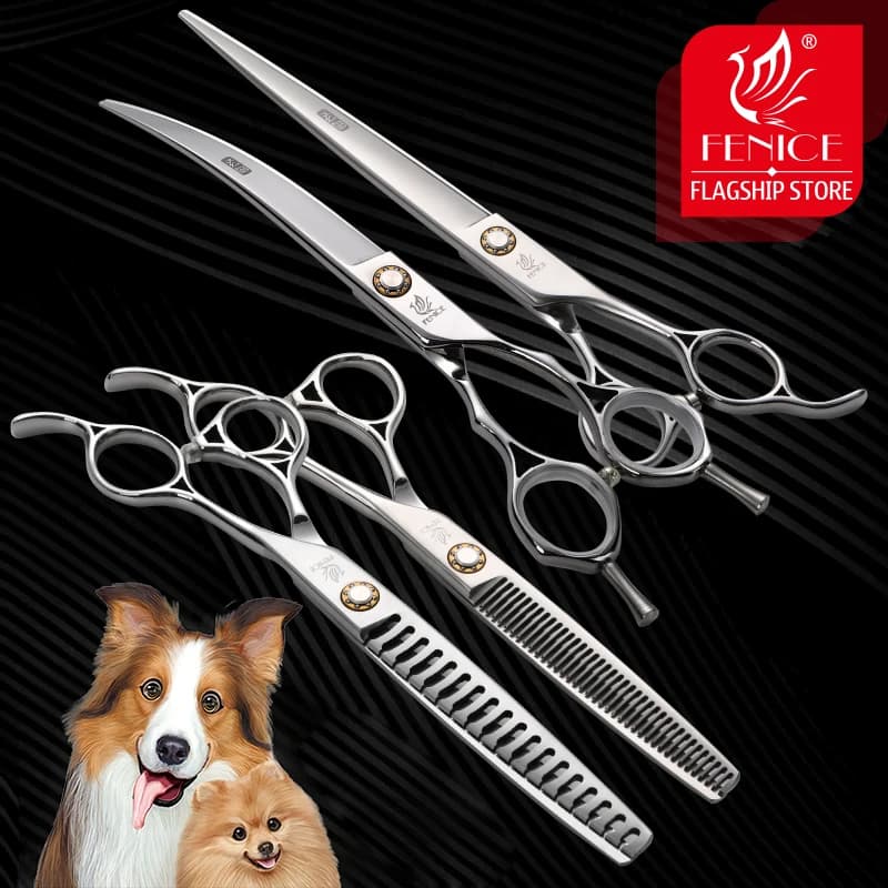 Set di forbici per toelettatura professionale per cani da compagnia Fenice 6.5/7/7/5/8 pollici