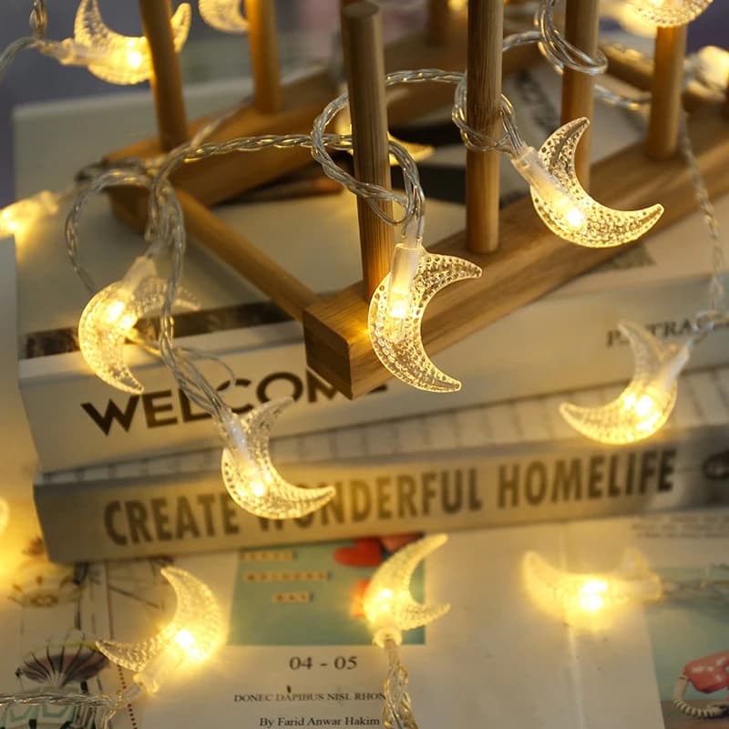 Eid Decorazione Ramadan 2021 Luna Stella LED Luci della stringa Kareem Ramadan Mubarak Decorazione della casa Fata Ghirlanda Luci Ramadan