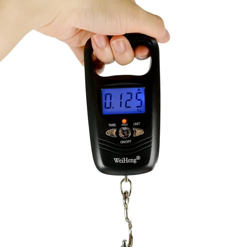Bilancia digitale per bagagli tascabili da 50 kg Peso del gancio Mini bilancia sospesa LCD portatile ABS appesa con ponderazione dell'amo da pesca