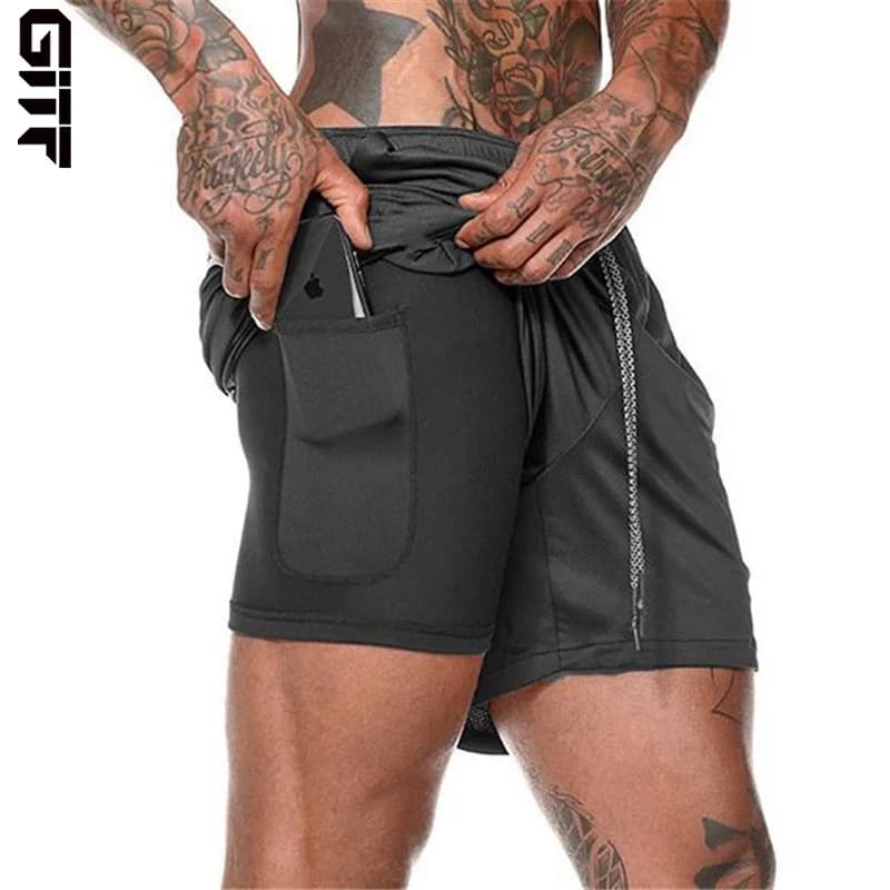 2024 NUOVI pantaloncini da corsa da uomo Pantaloncini sportivi da uomo 2 in 1 Pantaloncini sportivi da uomo a due piani ad asciugatura rapida Pantaloncini da palestra da jogging da uomo