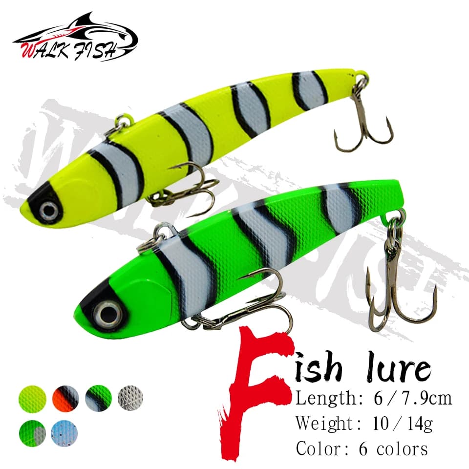 WALK FISH 1 pz VIB 10g 14g affondamento vibrazione richiamo di pesca plastica dura artificiale VIB inverno ghiaccio pesca luccio esca attrezzatura Isca