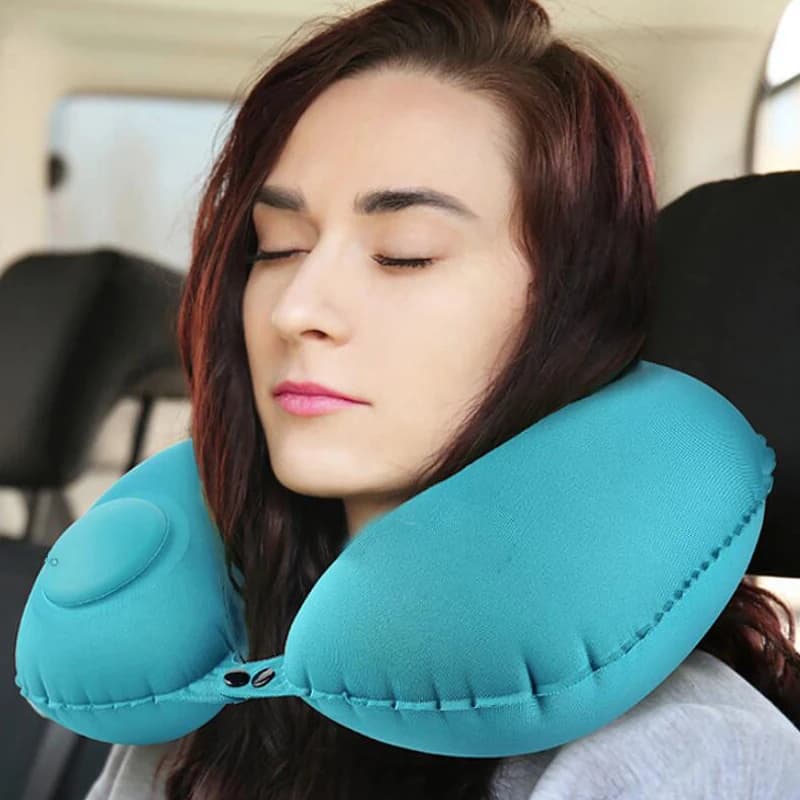 Cuscino da viaggio a forma di U cuscini per auto gonfiabili ad aria automatici cuscino ad anello pieghevole tipo di stampa cuscini da letto cuscino per collo