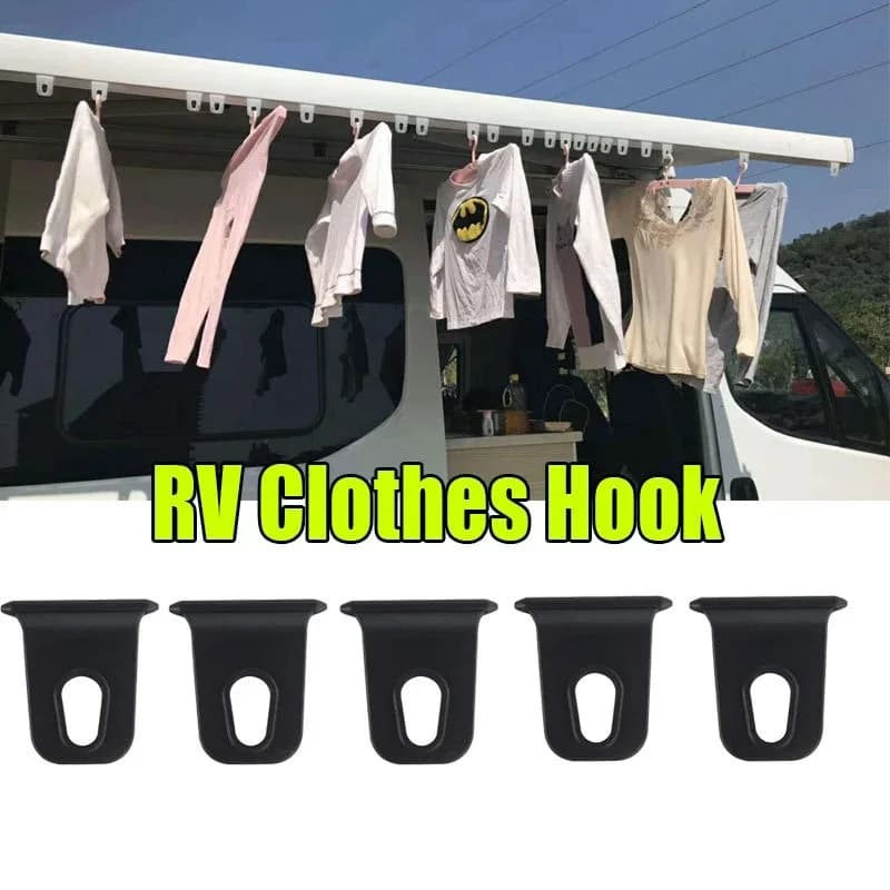5 pezzi appendiabiti nero per gancio appendiabiti per tenda da sole per roulotte per tendine per Camper accessori per attrezzature per ganci per tende da sole per Camper