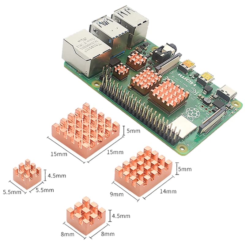 Heat Sink Kit Metal Copper Aluminum Cooling Device Heat Sink Cooling Pad passive radiator for cooling Raspberry Pi 4B 4 model B