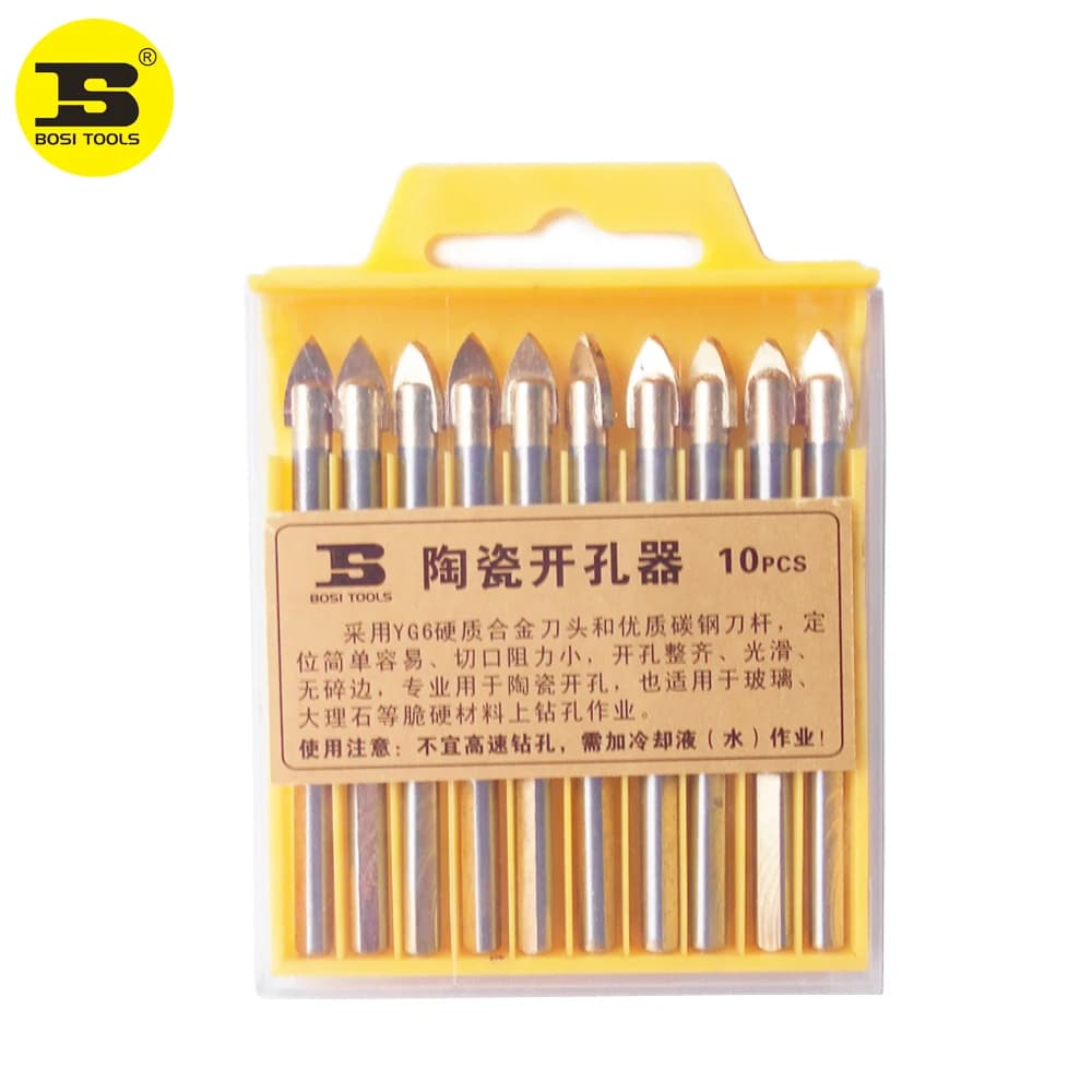 BOSI Set di punte da trapano per marmo in vetro per piastrelle in ceramica con testa di lancia in porcellana da 10 pezzi da 6 mm