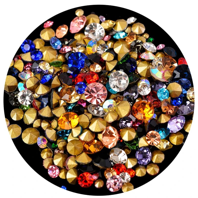 SS2-SS45 mix di colori cono di vetro strass chatons pietra a punta posteriore cristallo strass nail art gemma creazione di gioielli diamante fornitore