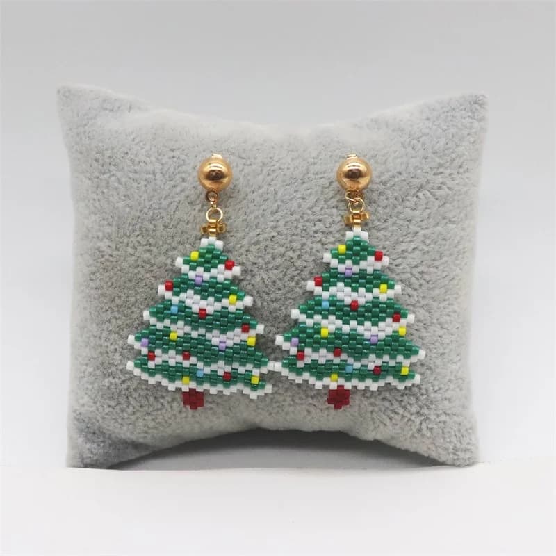 ZHONGVI Fashion Miyuki Beads Set di gioielli albero di natale collana e orecchini semplice braccialetto fatto a mano di amicizia per regali da donna