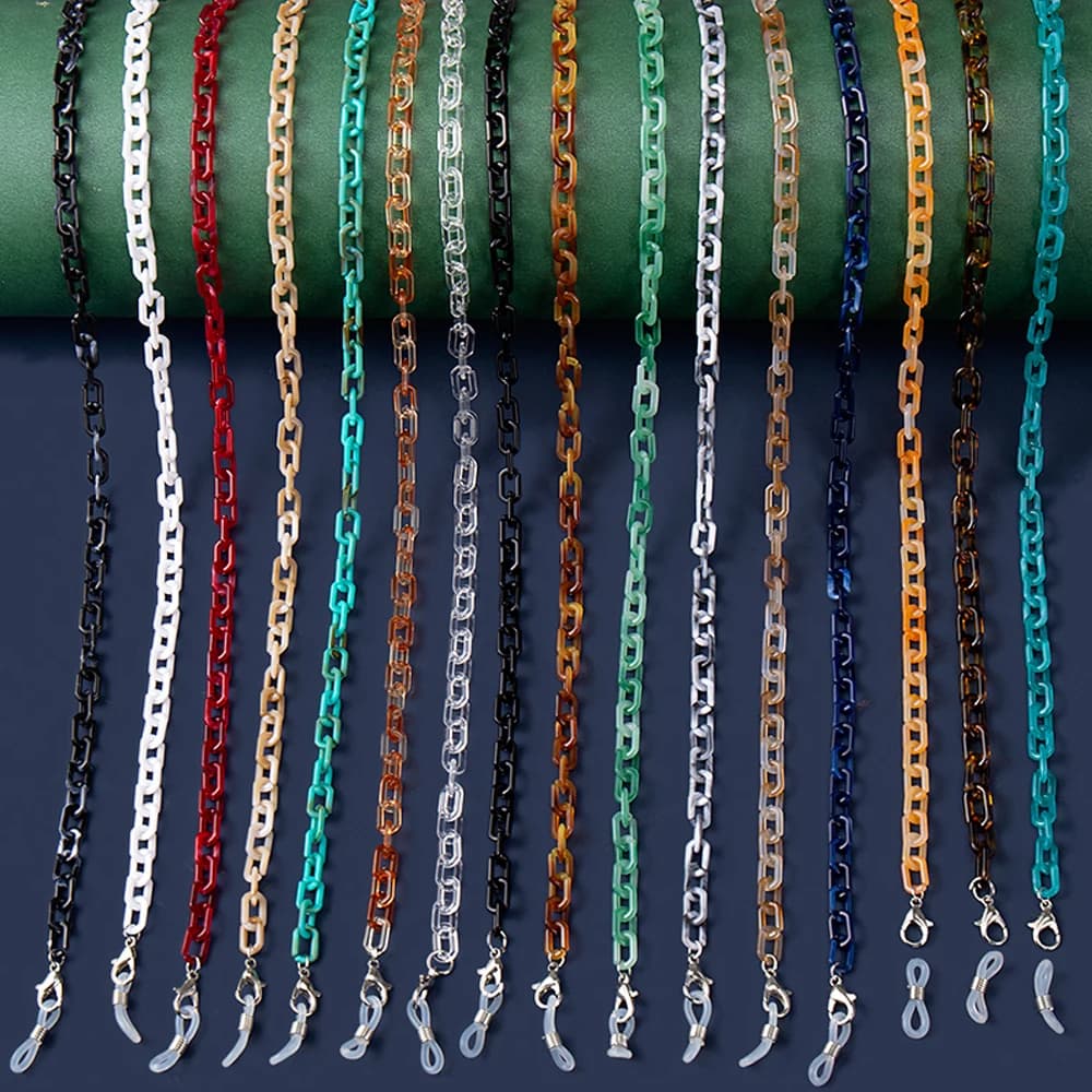 Women's Bohemien Acrylic Glass Chain Large Resin Leopard for Glasses Sunglasses Straps for Hold Cables Accessories