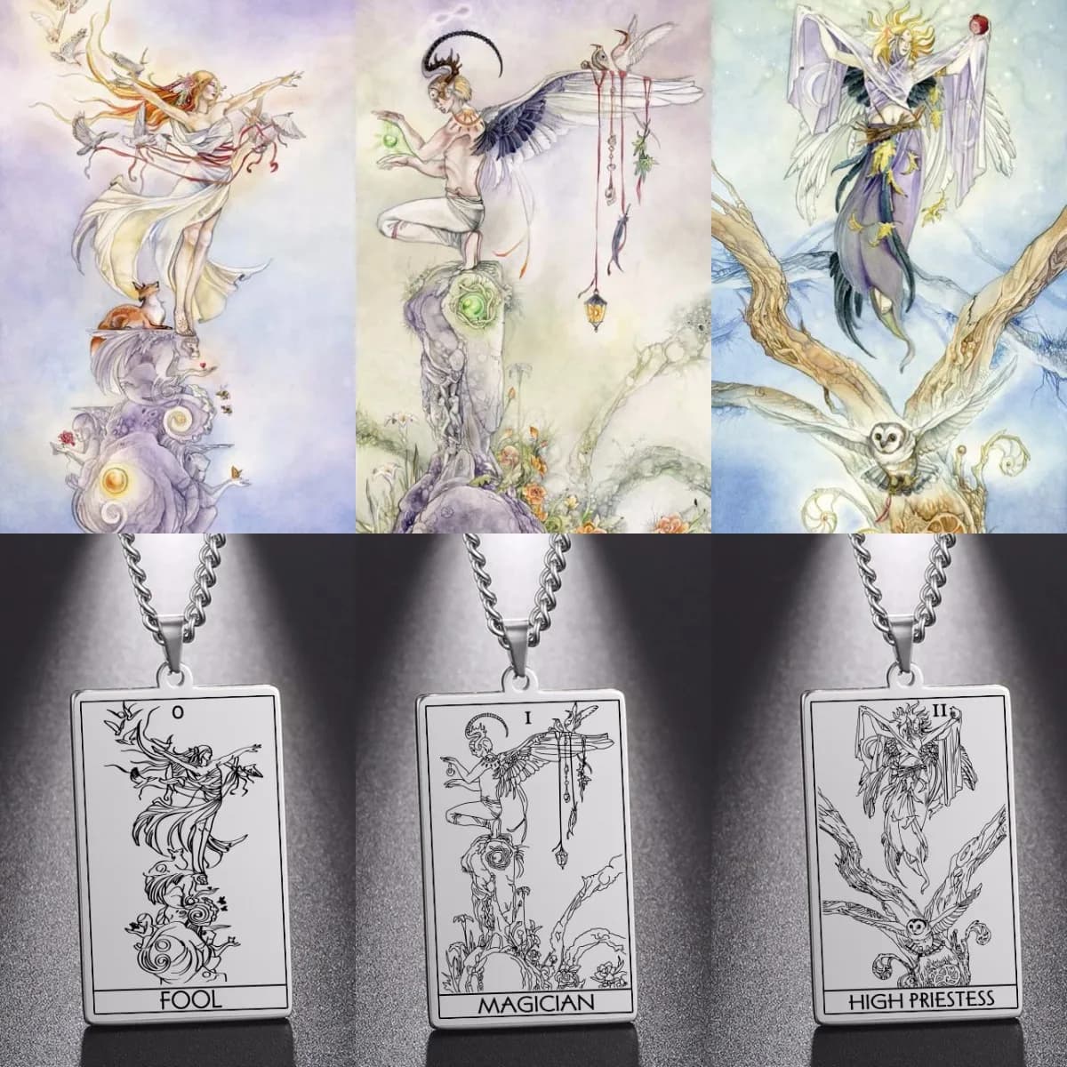 22 main ardog Tarot Card collane con ciondolo collane con amuleto in acciaio inossidabile Vintage accessori per stregoneria gioielli regalo zodiaco