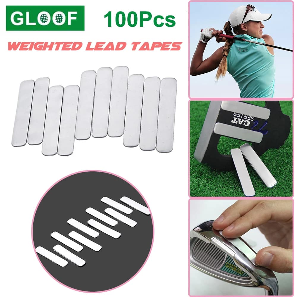 100 pezzi = 10 set di nastri di piombo ponderati per aggiungere peso dell'oscillazione per mazze da golf, racchetta da tennis, putter in ferro