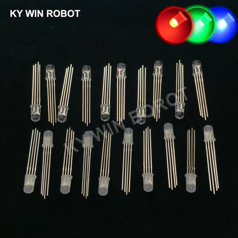 10 pz 5mm RGB LED Diodo 4 pin Anodo Comune/Caodo Tri-Color Diodi Emettitori Diffusi Rosso Verde Blu Kit FAI DA TE