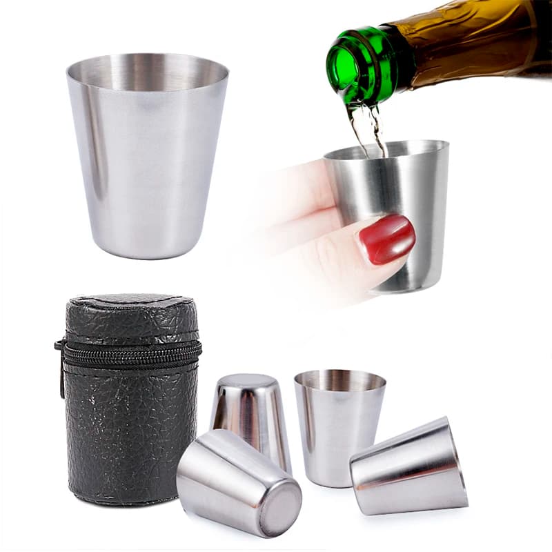 Tazza di Corsa all'aperto Vino Birra Whisky Tazze 1Pcs 35ml/70ml/180ml/320ml bere In Acciaio Inox Vetro Vetri di Colpo Tazze