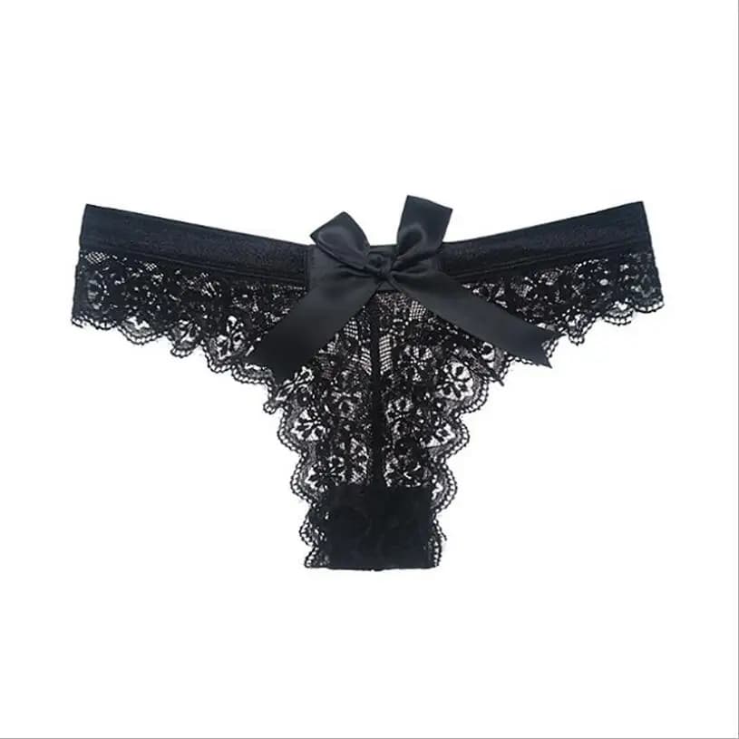Erotic Lace Floral Women's Ribbon Stain Back Texture Bow Underwear Sexy Panties Transparent briefs Solid lingerie for Women S1324