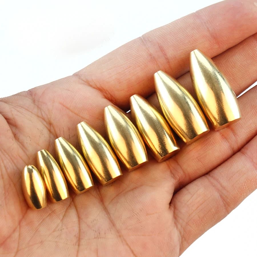 100 pcs tungsten fishing ballast 3.5g/5g/7g/14g/17g gold wire brass weight equipment sinking accessories recall
