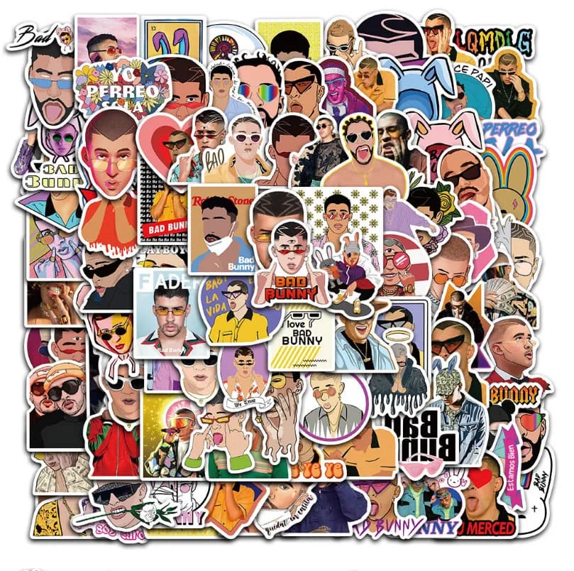 10/30/50/100pcs Cantante Porto Ricano Bad Bunny Graffiti Adesivi Idol Popolarità Impermeabile Skateboard Valigia Da Viaggio Telefono