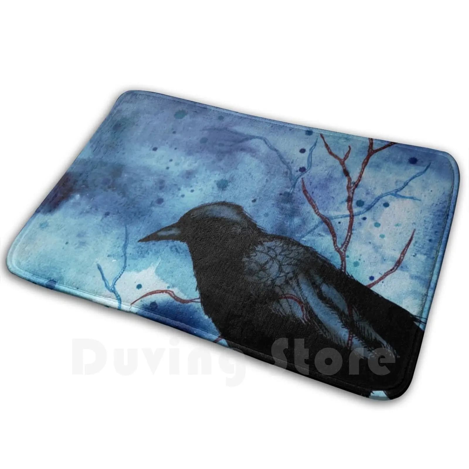 Vene di corvo Tappeto Tappeto Tappetini antiscivolo Camera da letto Horror scuro Corvo Vene di corvo Sangue Acquerello Edgar Allan Poe Uccello Natura