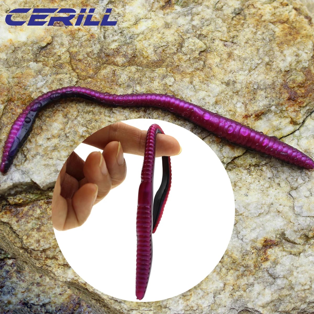 Cerill 10 PZ 160mm 5.5g Richiamo Morbido di Pesca Lombrico Esca Grub Richiamo Silicone Artificiale Bloodworm Realistico Pesce Affrontare