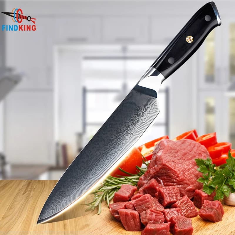 FINDKING Coltelli da cucina Nuovo manico G10 Coltello Damasco Coltello da cuoco professionale da 8 pollici 67 strati Acciaio Damasco giapponese VG10