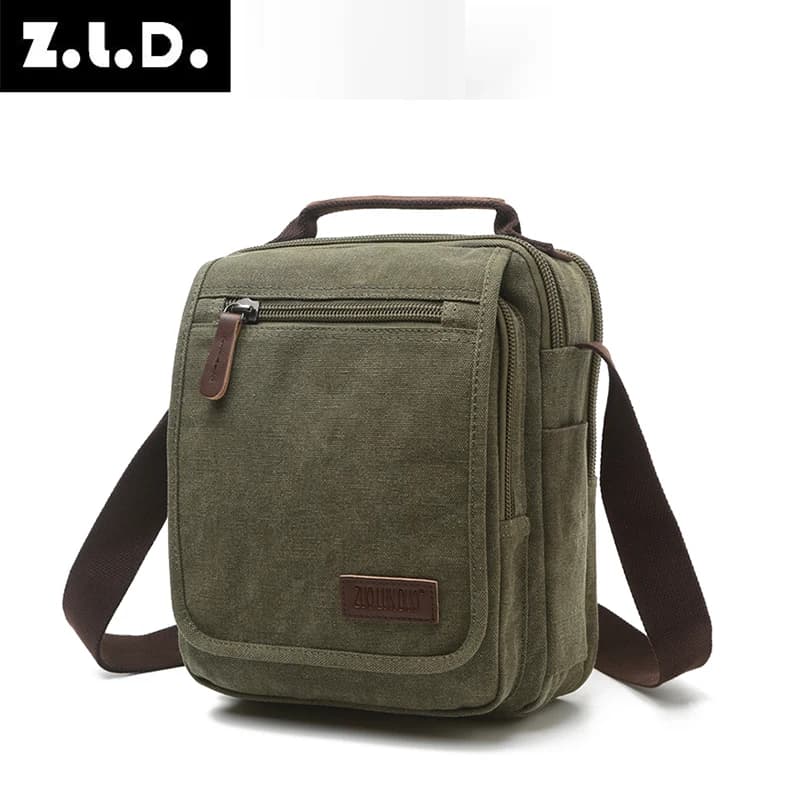Men's Canvas Messenger Bags Large Capacity Crossbody Bag Multifunction Vintage Travel Outdoor Shoulder Sling Bag