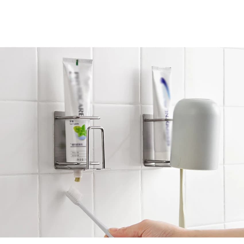 Wall bracket for toothpaste, toothbrush and head for electric toothbrush Auto adhesive stainless steel support