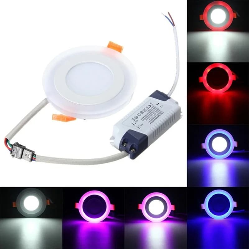 Pannello LED rotondo 6W(3W + RGB)3 modello lampada LED doppio colore pannello luce RGB bianco freddo RGB con telecomando
