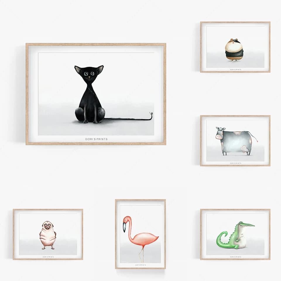 Baby lazy print, safari animal decoration, nursery mural, gift printed on fine art paper