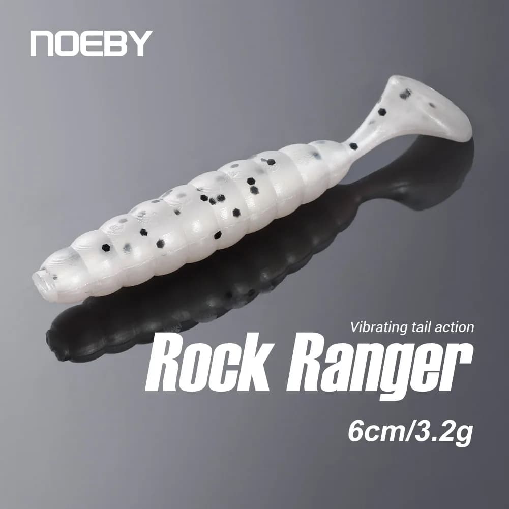 NOEBY-esca artificiale in Silicone, coda a T, esca a coste, testa piombata, verme Grub, Swimbait per la pesca alla spigola, 6cm, 3.2g, 6 pezzi