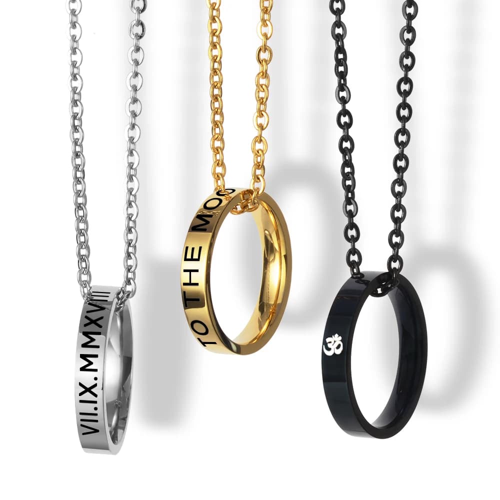 Personalizza l'anello personalizzato con incisione Laser per le donne collana di gioielli in acciaio inossidabile da uomo regalo per gli amanti della Latitude e della altitudine