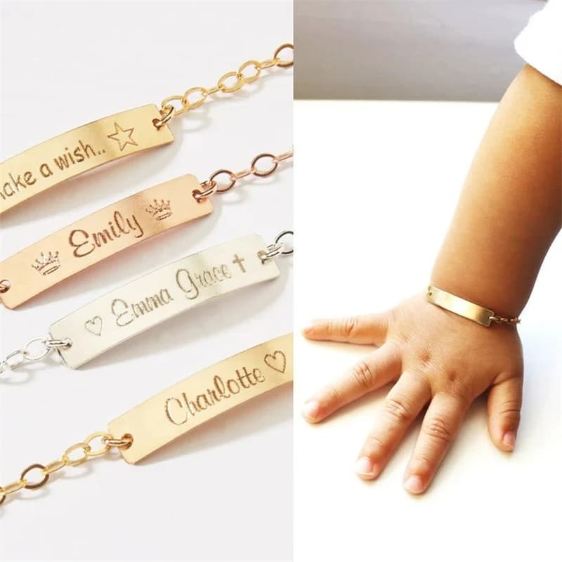 Bracciale con lettera Gioielli per bambini Braccialetti con nome personalizzato Fascino in oro ID per bambini Bracciale in acciaio inossidabile Braccialetti con targhetta personalizzata per bambini