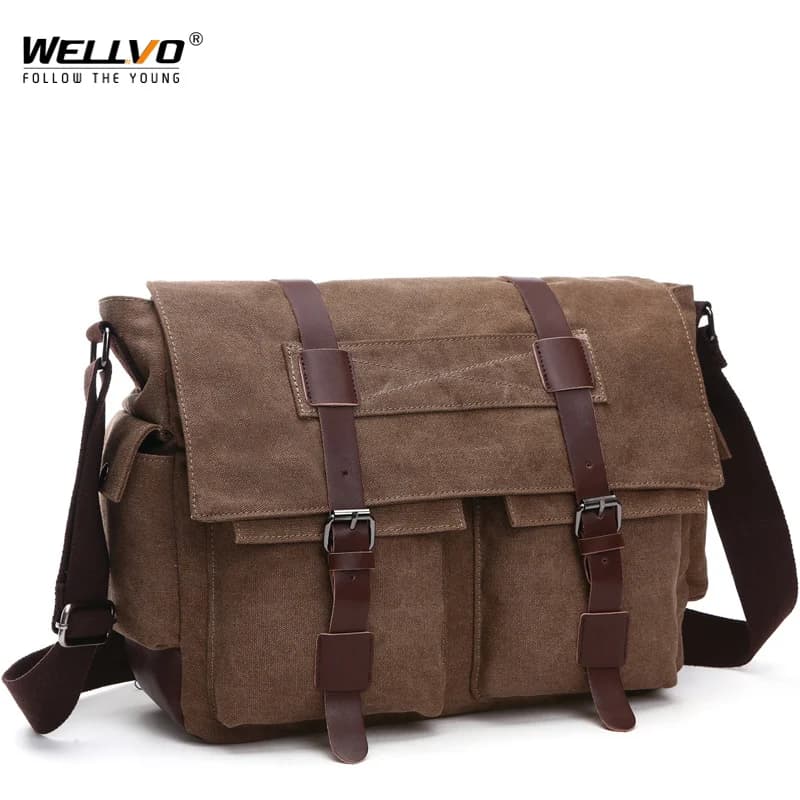 Retro Sacchetti del Messaggero Degli Uomini della Tela di canapa Borse da Lavoro Per Il Tempo Libero Borsa Uomo Borsa Da Viaggio di Affari Borsa Con Tracolla Valigetta Per Il maschio Bolsas XA108ZC