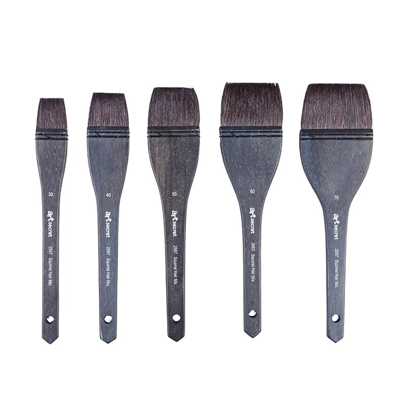 ArtSecret High Grade 2570 Watercolor Drawing Big Black Brush Mix Squirrel Hair Wooden Handle Acrylic Paints Art Supplies