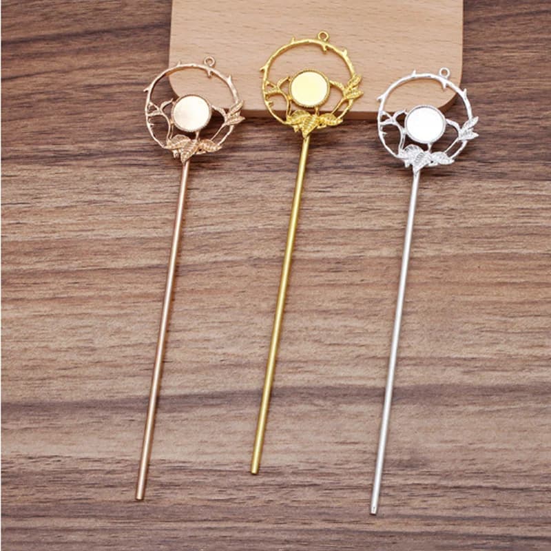 5pcs Retro Dei Capelli Forcella 35 millimetri di Capelli del fiore Spiedi Capelli Spille Capelli Spille s Copricapi 12 millimetri cabochon di base risultati Dei monili FAI DA TE Accessori Per Capelli
