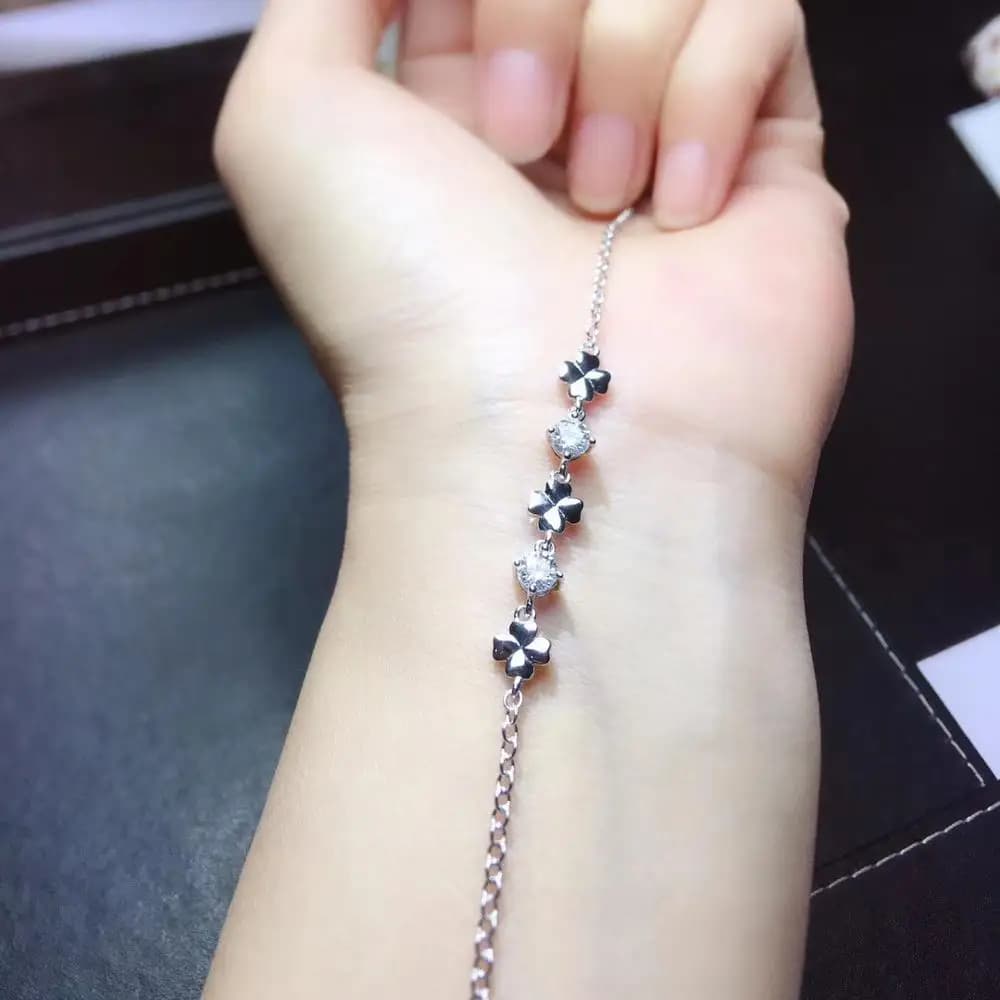 exquisite bracelet with gemstones moissanite women's jewelry 925 sterling silver gift for birthday party shiny gem best diamond