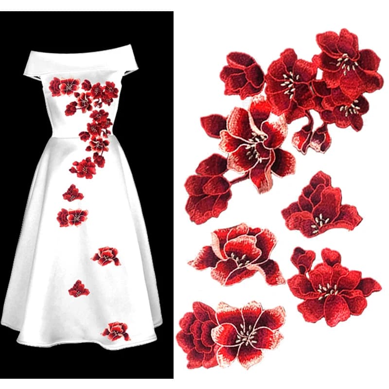 Set di 5 Applicazioni Floreali Ricamate da Cucire su Vestiti, Adesivi Moda per Decorazione Fai-da-Te, Riparazione e Scrapbooking P038