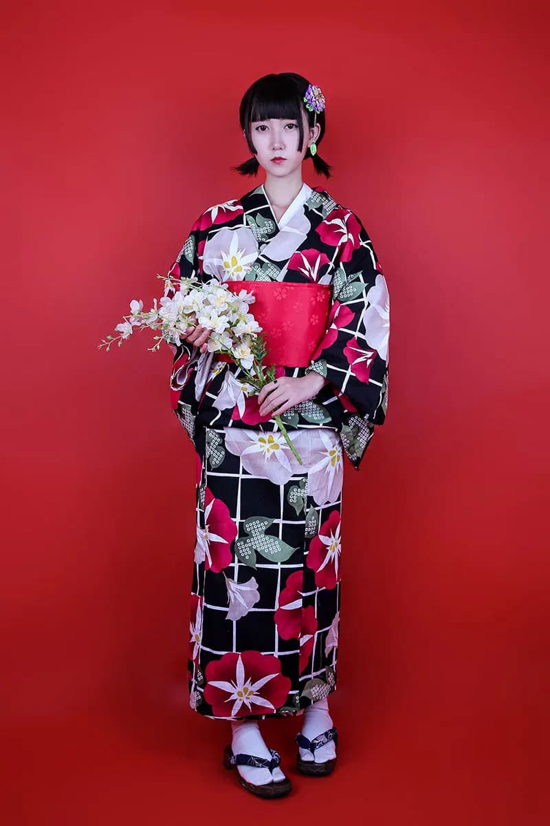Traditional Japanese Kimono Floral Dress with Women's Cotton Dress Obi Yukata Evening Dress in Women's Vintage Cosplay Costume