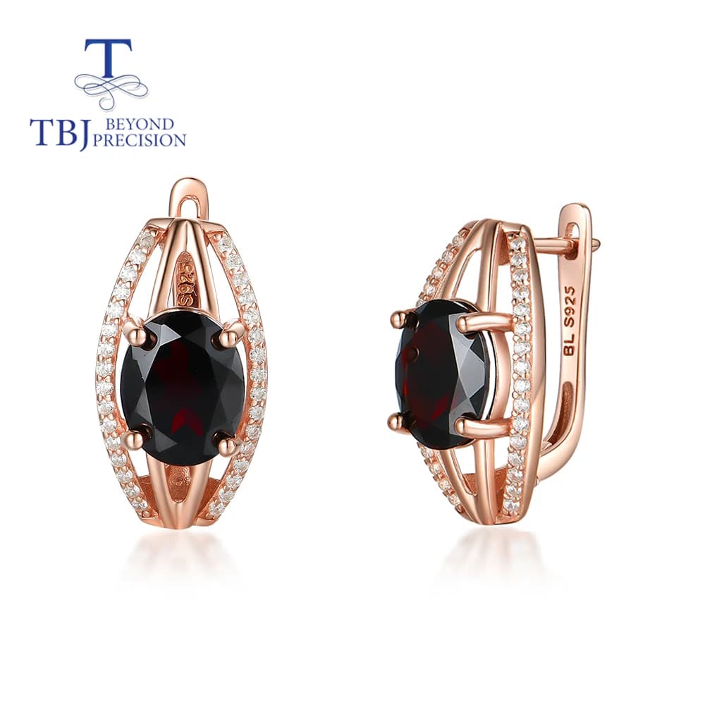 Mozambique 2026 natural garnet earrings, 8*10mm 7ct oval cut, fine gem, 925 sterling silver refined jewelry for woman