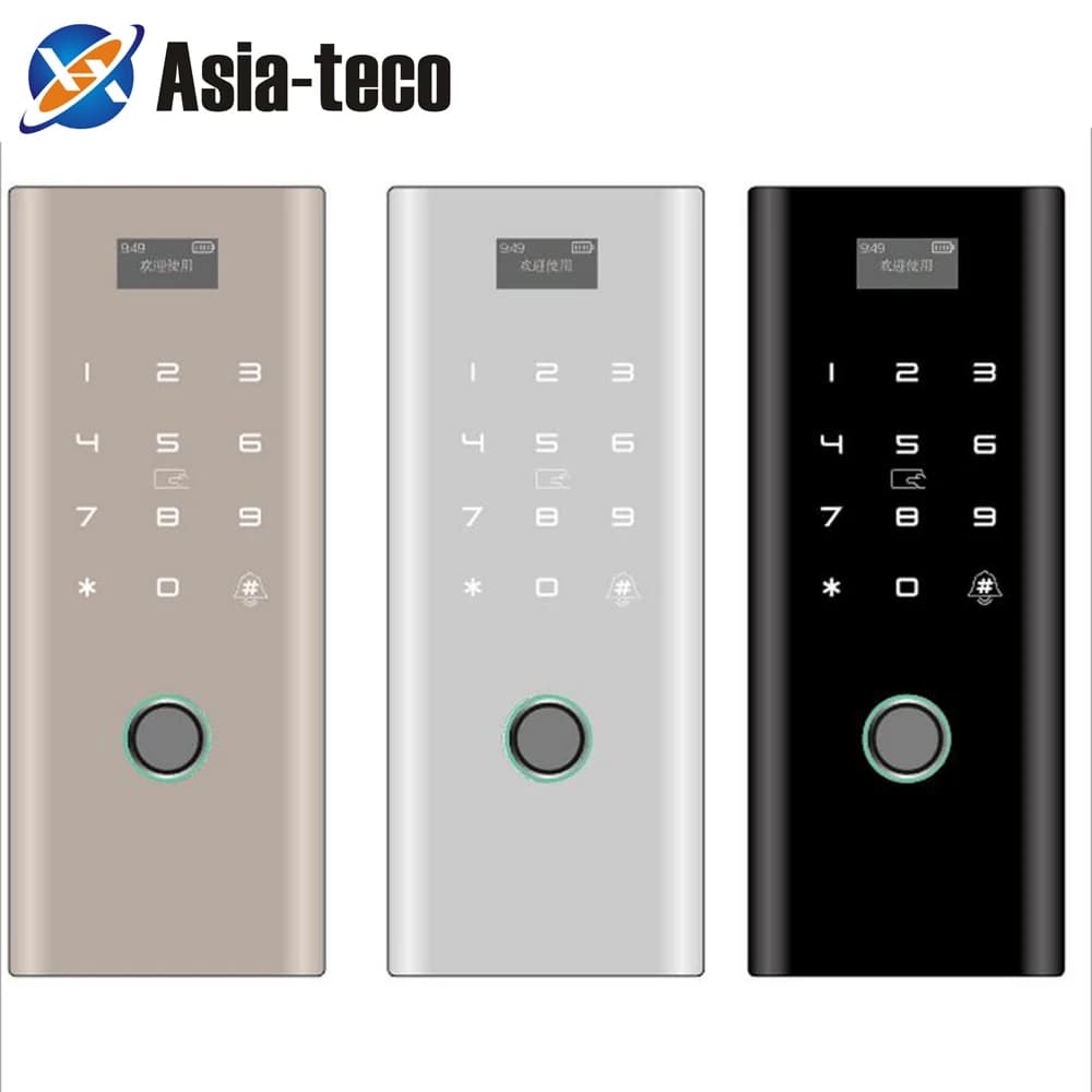 Apricancello elettronico digitale RFID elettrico IC Sicurezza biometrica con impronta digitale Scheda password in vetro Blocco porta intelligente con impronta digitale