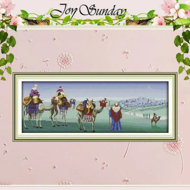 Joy Sunday Ship of The Desert Patterns Counted DIY 11CT 14CT 16CT Stamped DMC Cross-stitch Kit Embroidery Needlework Set Crafts