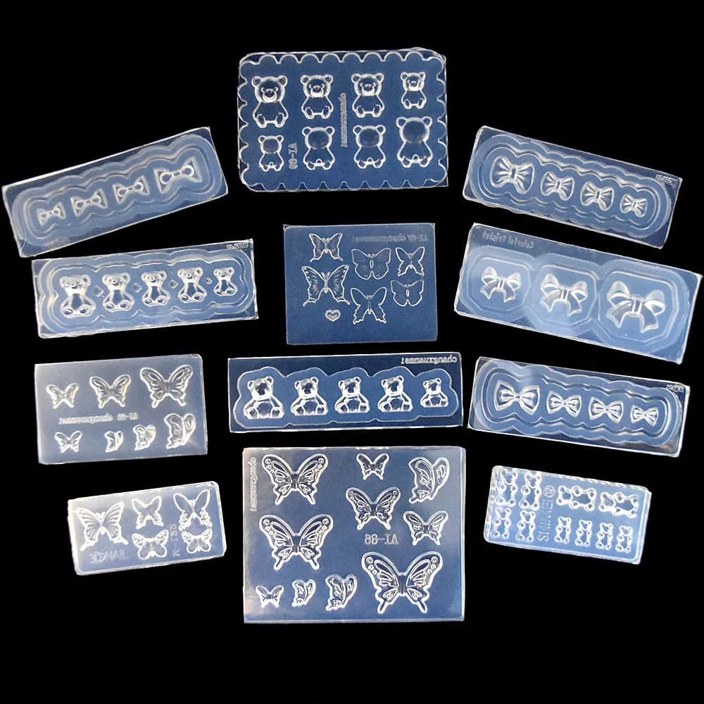 SNASAN Nice Butterfly Butterfly Bear Silicone Mold Nail Art Earrings DIY Tool Silicone Mould for UV Epoxy Resin Box