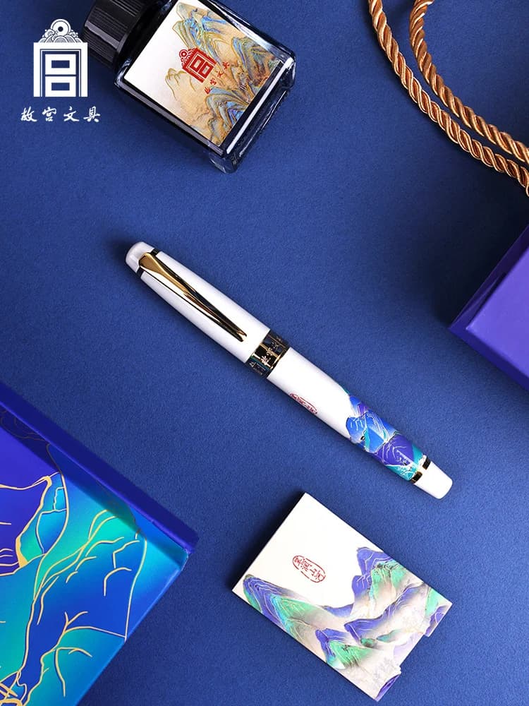 P-alace Museum Stationery Chinese National Style Fountain Pen Set Exquisite Calligraphy Practice Pen 0.7mm Gold Plated Nib