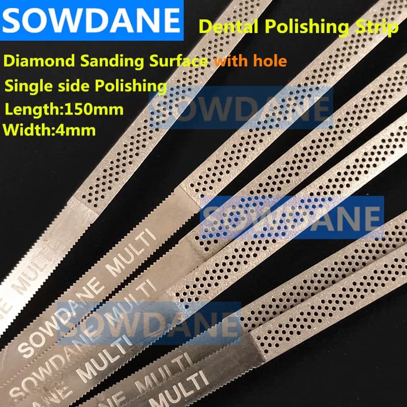 Polishing strip for dental polishing of metals with single side of diamond abrasive surface with mug saw Whitening of teeth 4 mm