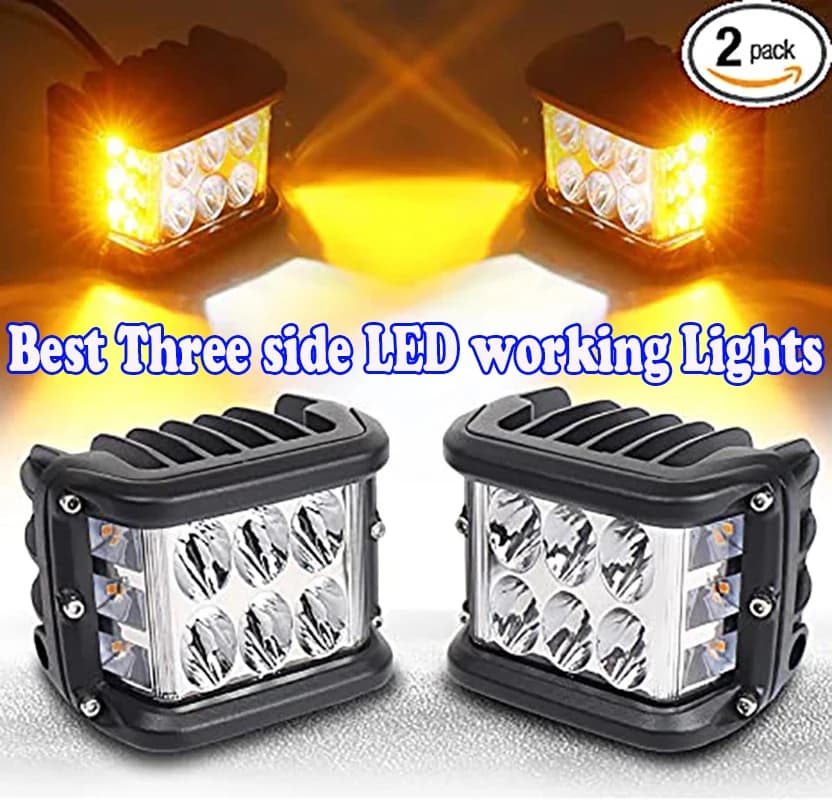 Sparatutto laterale, baccelli LED luce 4 pollici Off Road doppio lato giallo DRL con funzione stroboscopica Flash guida luce di lavoro cubo Spot di inondazione
