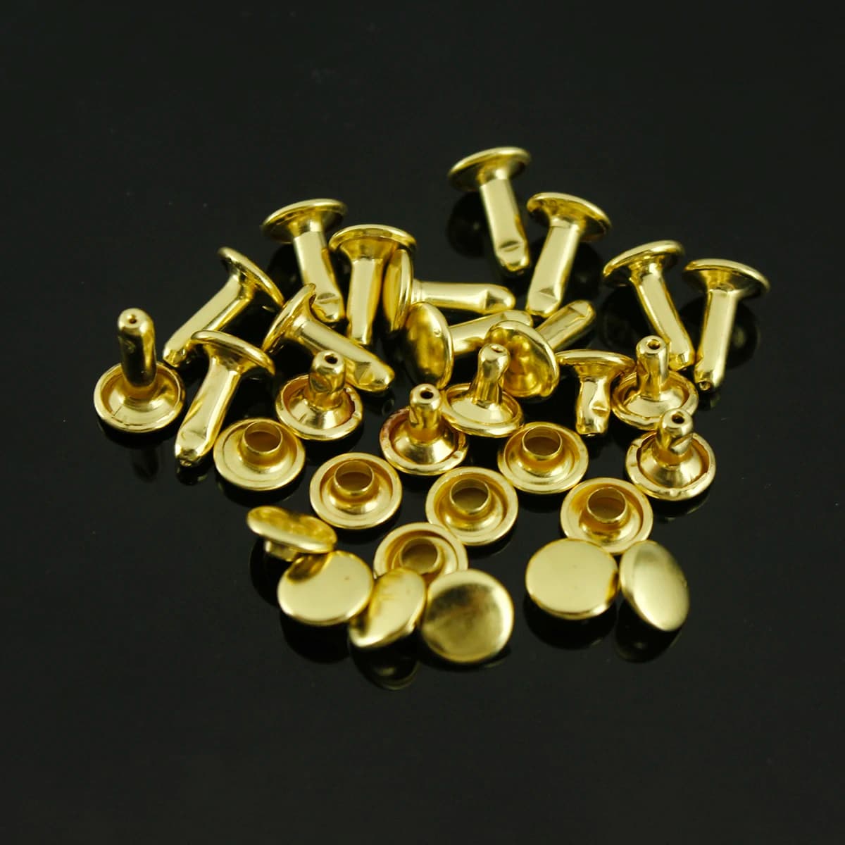 100 pezzi in ottone rotondo doppio cappuccio rivetti perno rivetto collisione chiodo borsa artigianale in pelle cintura abbigliamento indumento scarpa decorazione chiusura