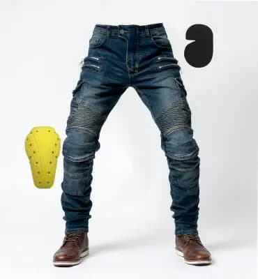 Pantaloni da equitazione da moto jeans da uomo pantaloni anticaduta pantaloni da moto per il tempo libero fuoristrada con equipaggiamento protettivo in quattro pezzi