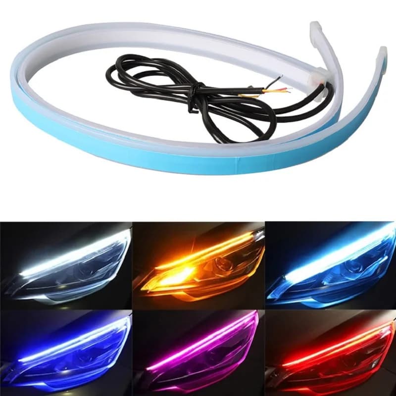 1 pezzo Car led DRL Daytime Running Light Strip impermeabile 30cm 45cm 60cm flessibile Soft Tube Guide faro LED Strip Lights