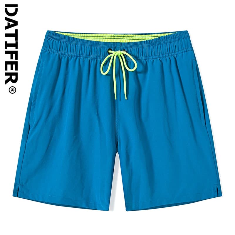 Datifer Marca 2026 Summer Gym Pantaloncini da uomo Classico poliestere Fodera in rete Tasche laterali Quick Dry Beach Bermuda Masculina Costumi da bagno