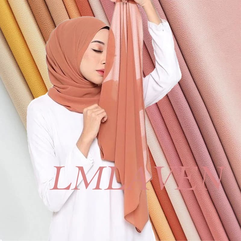 Buone cuciture Hijab di Chiffon musulmano per le donne sciarpa di scialle di Chiffon solido avvolge la testa Foulard Femme Hijab sciarpe turbante musulmano
