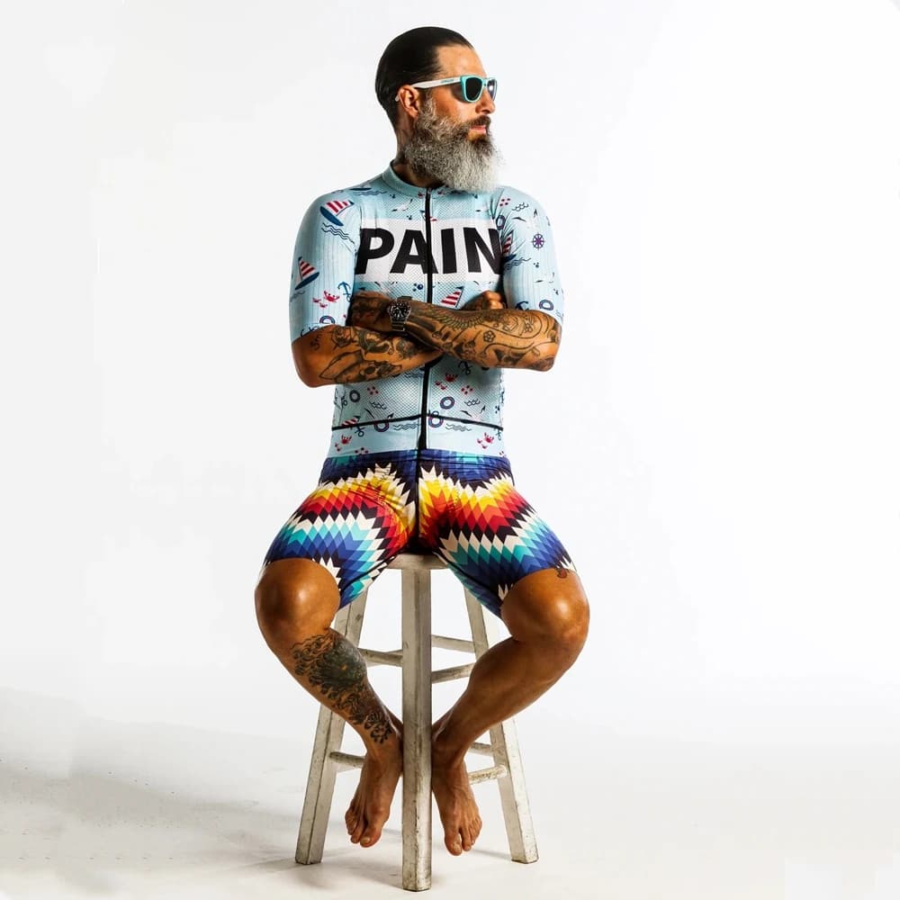 Love The Pain Short Sleeved Summer Cycling Jersey Set Shorts with Men's Suit Complete with Breathable Mountain Bike Set Maillot Cycling