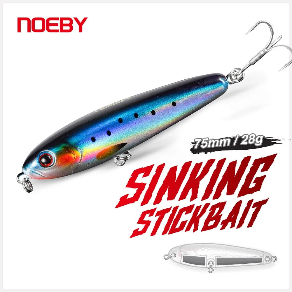 NOEBY Stickbait Richiamo di Pesca 75mm 28g Affondamento Matita Esca Dura Artificiale Long Casting Wobblers Shore Casting Esche da Pesca in Mare