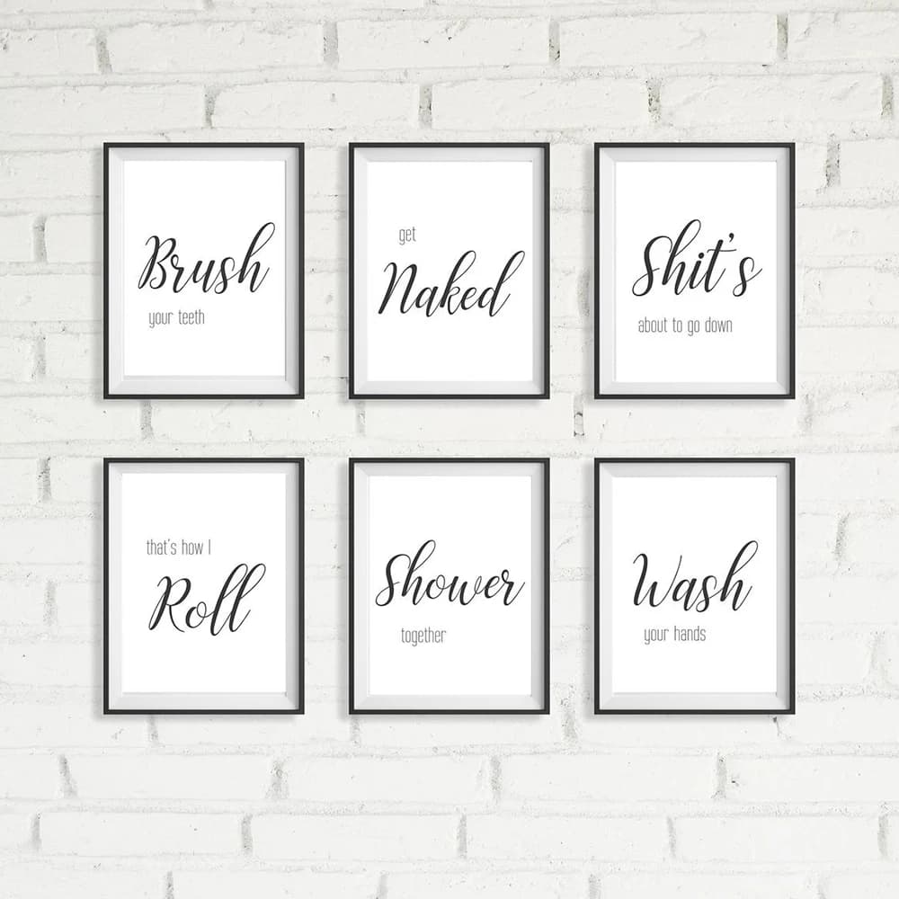 Wall Art Canvas Painting Divertenti regole del bagno Segno Nordico Nero Bianco Poster Stampe Toilette Umorismo Immagini Bagno Home Decor